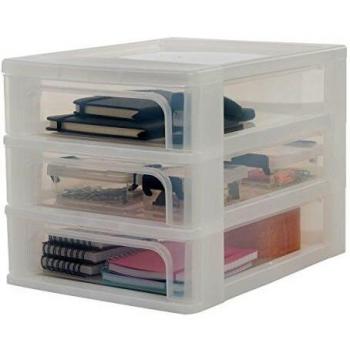Iris Ohyama Organizer Chest OCH-2030, Torre de Almacenamiento con 3 cajónes OCH-2030-Plástico, Nero/Transparente, 12 L, 26 x 35,5 x 25,5 cm, Blanco, 3 x 4 L