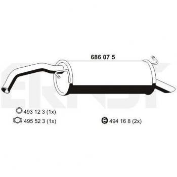 Silenciador trasero ERNST 686075 para Toyota Yaris I 3/5 puertas
