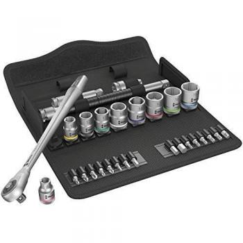 Wera 05004047001 8100 SB 7 Zyklop Metal Ratchet Set with push-through square, 3/8 drive, metric, 29 pieces