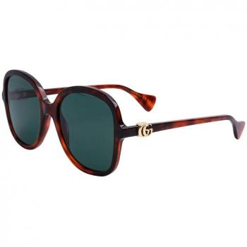 Gucci Havana/Green Sunglasses, Brown female, Size: 56 MM
