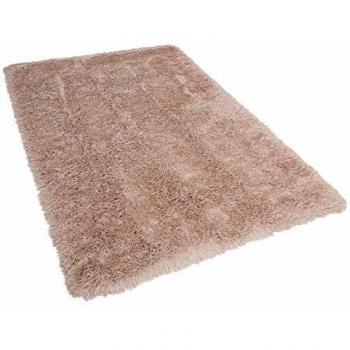 Alfombra Shaggy Rectangular Beige de Pelo Largo 160 x 230 cm en Poliéster