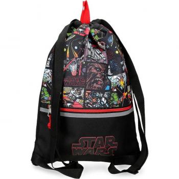 Star Wars Galactic Team Mochila Saco para Niños con Bolsillo Frontal, 35 cm x 46 cm x 0.5 cm, Fabricada en Poliéster, Color Negro
