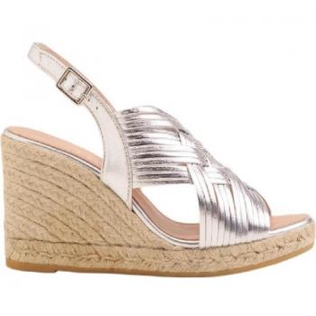 Sandalias de Yute para mujer Gaimo en color plata, modelo Alpargatas Cuna con napa plata 831 7C y suela de yute natural