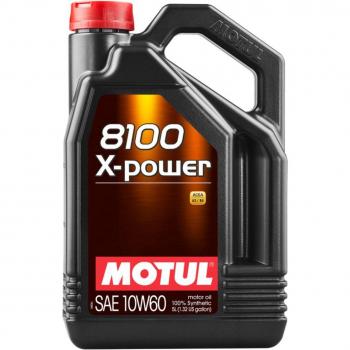 Aceite de motor Motul 8100 X-POWER 10W60 - Aceite sintético, viscosidad 10W60, adecuado para motores de alto rendimiento, proporciona una excelente protección contra el desgaste y la oxidación, compatible con