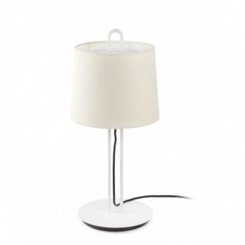 Lámpara de mesa Montreal, tela y acero, altura 54 cm, color blanco/beige