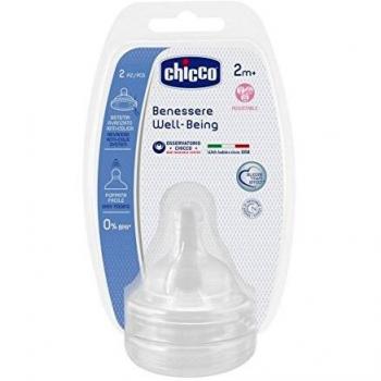 Chicco Pack Doble - Tetina Fisiológica de Silicona con Flujo Ajustable para Bebés de 2 Meses en Adelante