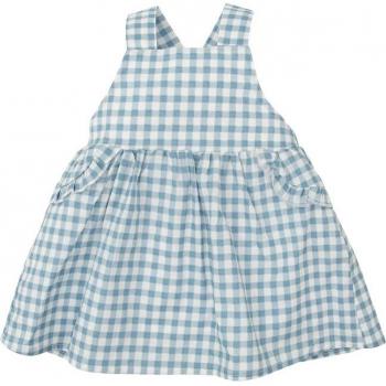 Vestido de bebé niña de cuadros vichy con tirantes cruzados en color azul