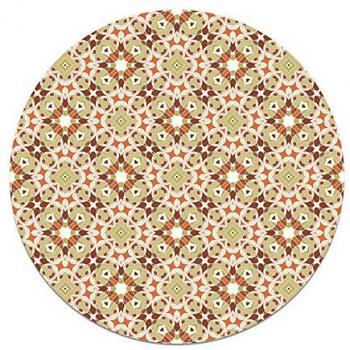 Alfombra Vinílica Redonda Hidráulica Tipo Oriental Naranja 190x190 cm - Antideslizante e Ignífuga para Cocina y Salón