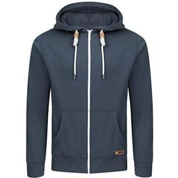 riverso RIVThilo - Sudadera con Capucha para Hombre con Cremallera, básica, de algodón, Monocolor, Gris, marrón, Verde, Rojo, Azul, Negro - Azul Marino