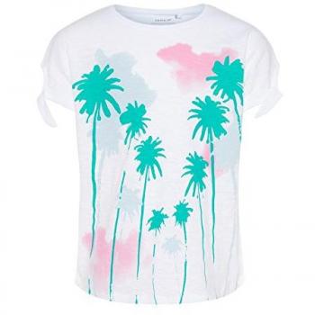 NAME IT Camiseta Manga Corta Niña VEET - 158-164, Bright White