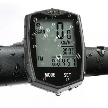 BIGO Ciclocomputador Ordenador Para Bicicleta Impermeable Velocímetro Inalámbrico de Bicicleta Cuentakilómetros para bicicleta, 22 Funciones con LCD Retroiluminada Color-Negro