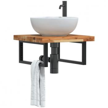 Estante de lavabo de pared acero y madera maciza de acacia vidaXL