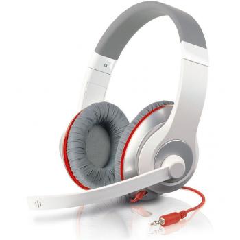 Speed Link AUX Stereo Headset - Auriculares de diadema cerrados con micrófono, blanco y gris