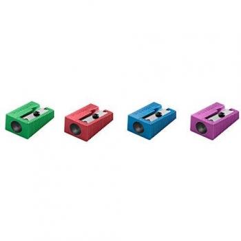 STAEDTLER 510 10 PR2. Afilalápiz de acero inoxidable. Caja con 20 sacapuntas de metal de color