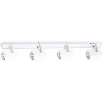 Foco moderno Mateo de cromo con 4 luces y pantalla blanca, GU10