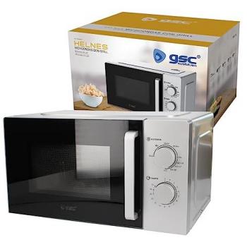 Microondas con Grill Helnes 20L 700W - 5 Niveles de Funcionamiento, Temporizador hasta 35 Minutos, Color Gris