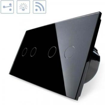 LEDBOX Conmutador táctil + remoto, 4 botones, frontal negro