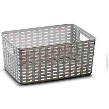 PLASTIC FORTE Rattan Cesta, Blanco, 22 x 33 x 16