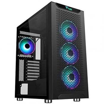 Case Itek MAJES 40 - Torre Completa Gaming, 4 Ventiladores ARGB de 12cm, 2 Puertos USB3, Panel Lateral de Vidrio Templado