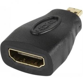 Vivanco Adaptador de HDMI a Micro HDMI, Modelo 47089, Tipo A (Estándar) a Tipo D (Micro), Color Negro