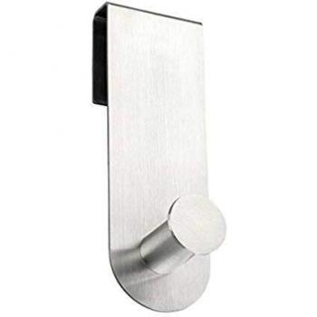 WENKO Percha para puertas Celano - gancho para el baño, Acero inoxidable, 4 x 12.5 x 5 cm, Mate