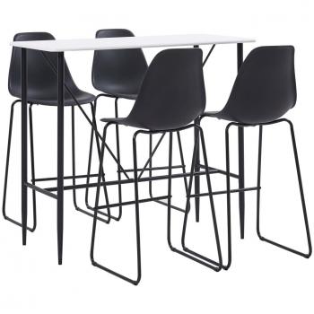 Juego de mesa alta y taburetes 5 piezas plástico negro