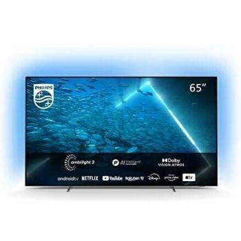 Philips 65OLED707 OLED UHD Android TV, 65 4K, Smart TV con Ambilight 3 Lados, Dolby Vision cinematográfico y Sonido Atmos, Compatible con Google Assistamt y Alexa, 2022