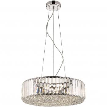Lámpara colgante de cristal POOLE 5 luces, cromada, transparente con cristales, tipo G9