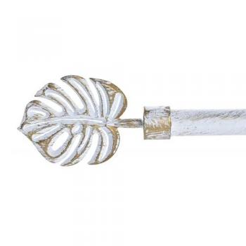 Barra de Cortina Extensible de Metal Blanca Minimalista para Dormitorio Vintage de 120-210 cm (Hoja) - DAMDAM GO
