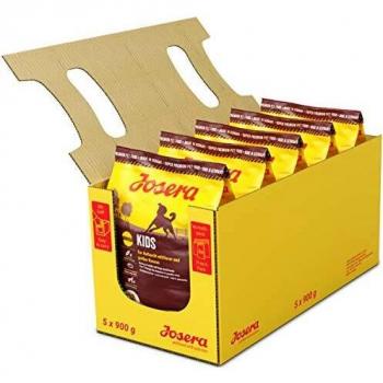 JOSERA Kids Super Premium | Alimento Seco para Cachorros de Razas Medianas y Grandes | Sin Trigo | Pack de 5 Unidades (900g cada uno)