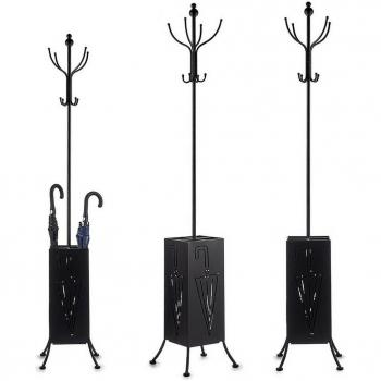 Perchero Paragüero Negro Metal 34 X 188 X 34 Cm