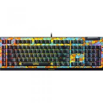 Teclado mecánico gaming Razer BlackWidow V4 X Pokémon Kanto Edición, con cable, USB, teclas iluminadas RGB, distribución US, interruptores verdes