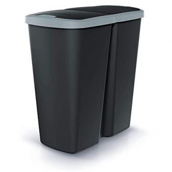 Papelera KEDEN con 2 tapas independientes de 45L color negro