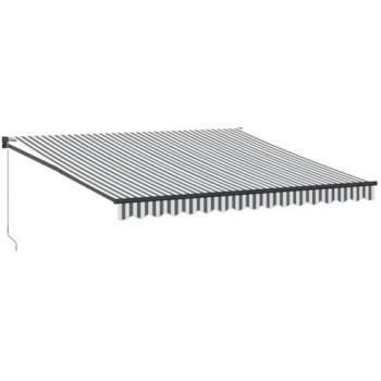 Toldo retráctil de aluminio y tela gris antracita y blanco 4x3 m