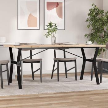 Mesa comedor marco y madera maciza de pino y hierro 180x90x75,5 cm Vidaxl Marrón
