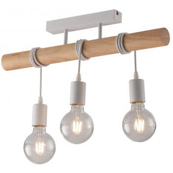 Plafón Arizona Pino 25 Cm - Luz de techo de barra semi empotrada, material pino y blanco, casquillo E27