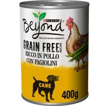 PURINA BEYOND Umido Perro Grain Free Boconi in Paté con Pollo y Fagiolini, 12 latas de 400 g - Paquete de 12 x 400 g