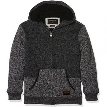 Quiksilver Keller Sherpa Youth - Sudadera con capucha y cremallera para niño, color gris, talla XL