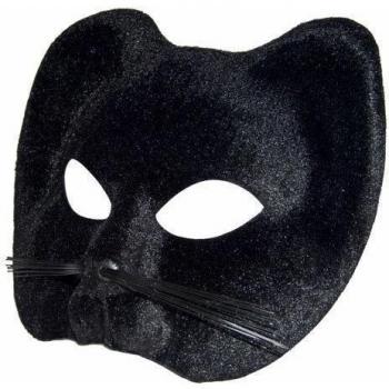 P'tit clown 10420 - Máscara de gato, tejido suede, color negro
