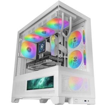 Caja Gaming ATX Mars Gaming MC-LCDX, Pantalla IPS 9.16, Cristal Templado, Doble Cámara, Full Mesh, Soporte Refrigeración Líquida hasta 360mm, Blanco