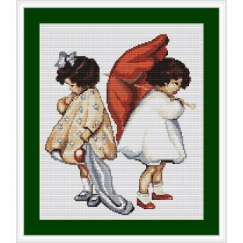 Luca-S Girls Upset - Juego de punto de cruz, diseño de niñas enfadadas