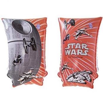 BESTWAY 91210 - Manguitos Hinchables Infantiles Diseño Star Wars Rojo y Gris 15x30 cm con Válvulas de Seguridad y 2 Cámaras de Aire para Niños de 6 a 12 años