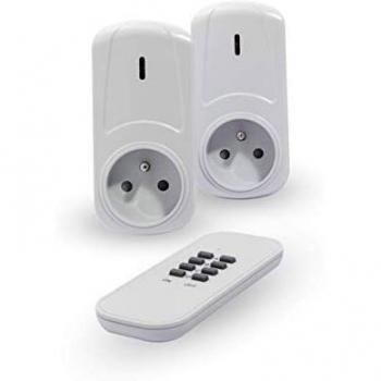 Conjunto de 2 tomas de corriente on/off con control remoto y telecomando