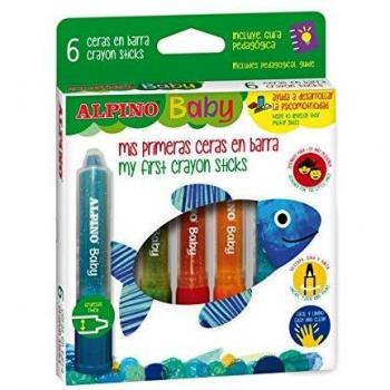 6 Ceras en barra Alpino PX002006 Baby - Ceras con aplicador ideales para colorear