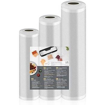 Rollos al Vacio para Envasadora al Vacío, 3 Rolls de Varios Tamaños,Almacenaje de Alimentos,Cocina,Sous Vide, 28x300cm/25x300cm/20x300cm