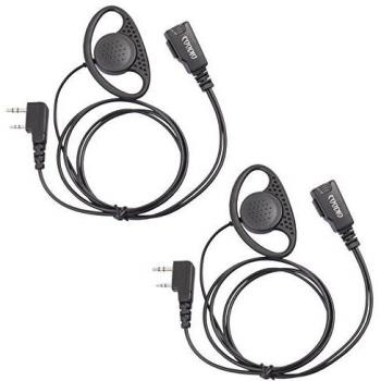 Coodio KHS4 Kenwood Radio Auriculares 2 Pin Forma D Micro-Auricular Micrófono Policía Seguridad y Bodyguard Para 2-Pin Kenwood Plug Walkie-Talkie Transceptor Emisor y Receptor PMR - Par