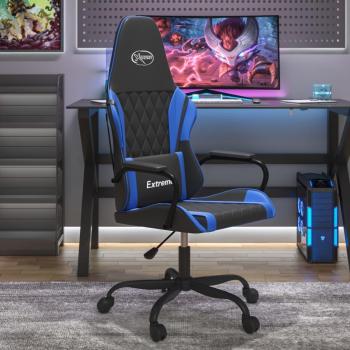 Silla gaming negro y azul en cuero sintético