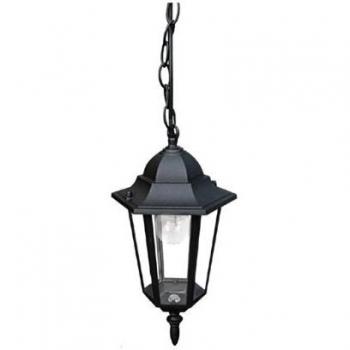 Suspensión Milano 1 Ampoule Aluminio con Difusor de Cristal Negro, Plafón Exterior IP44 17cm
