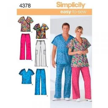 Simplicity 4378 BB - Patrones de Costura para Uniformes médicos de Hombre y Mujer