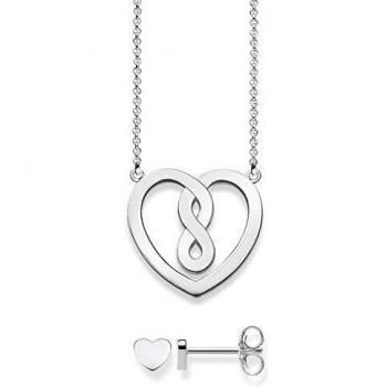 Thomas Sabo Infinity Heart Jewelry Set - 925 Sterling Silver Necklace and Earrings